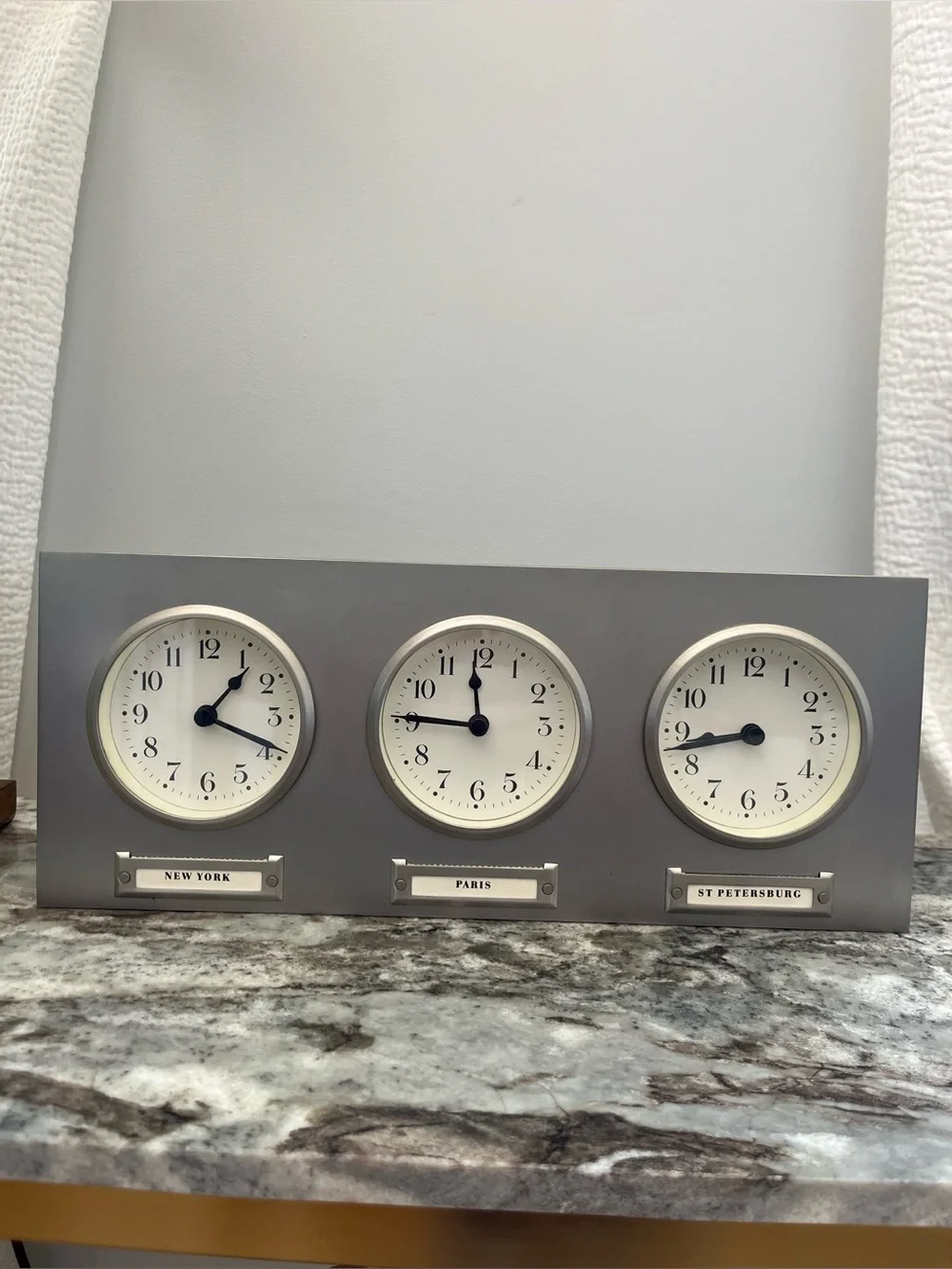 Pottery Barn 3 Time Zone Vintage Wall Desk Clock